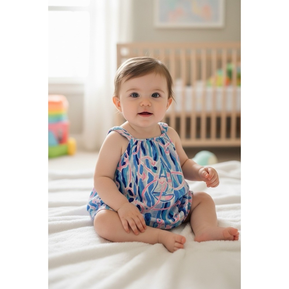 Lilly Pulitzer‎ Baby GIRLS 3 6 Months Mini LORO SWING DRESS Skim Blue Reel NWOT